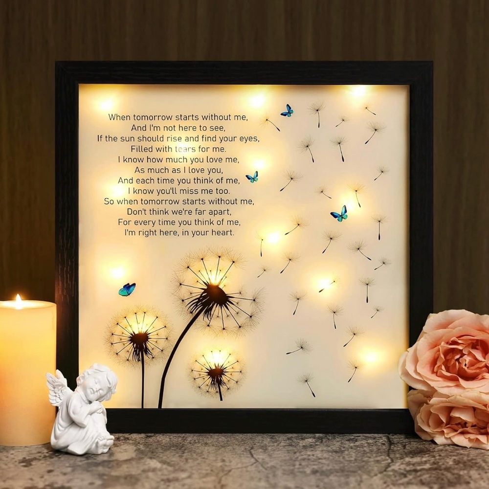🙏 NWT 🙏 Fabuday LED Memorial Shadow Box - Dandelion & Butterfly Decor